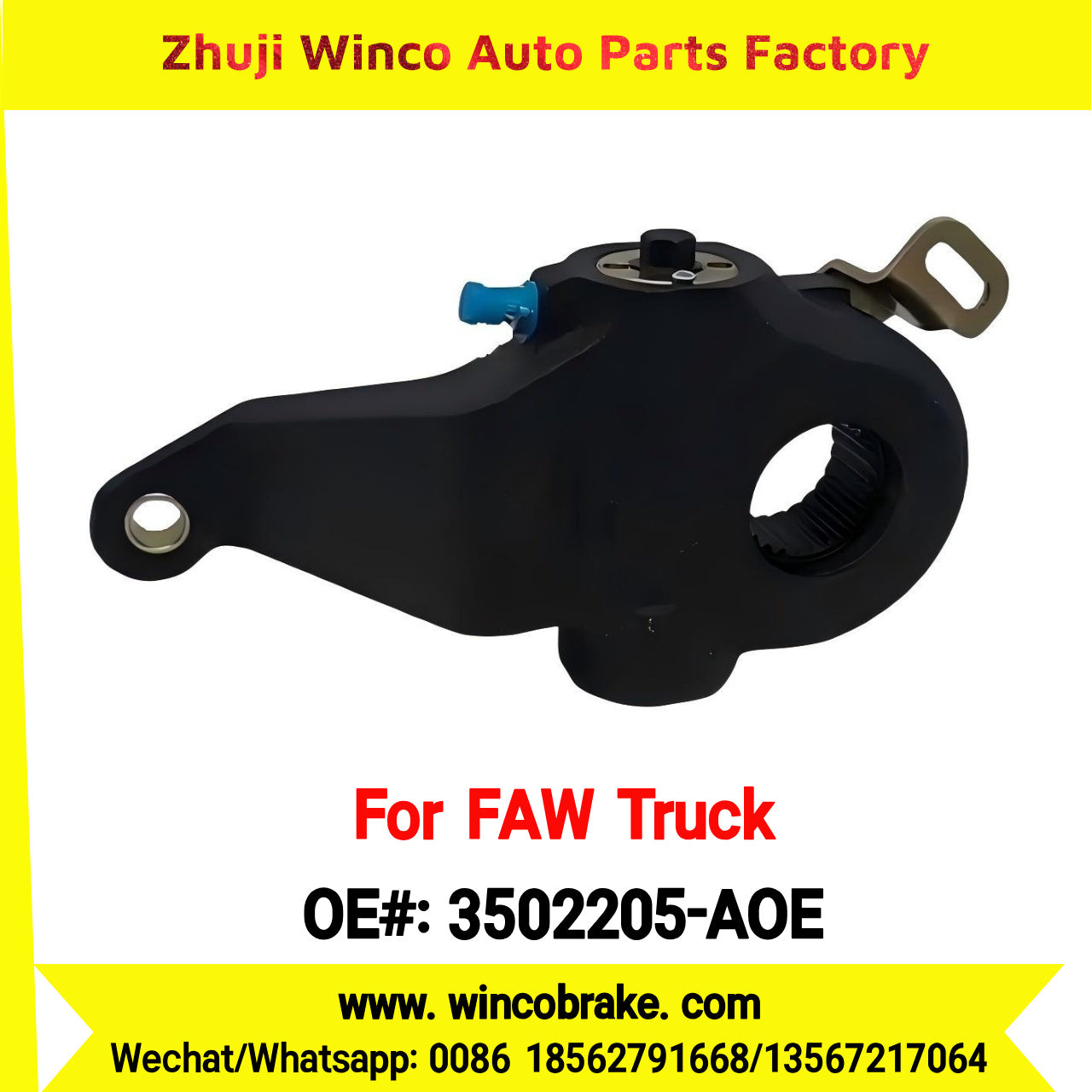 Winco OEM 3502205-AOE Automatic Slack Adjuster for Suit to China FAW J5 J5P J5M J6P JH6 Trucks Brake Systems 25 Teeth