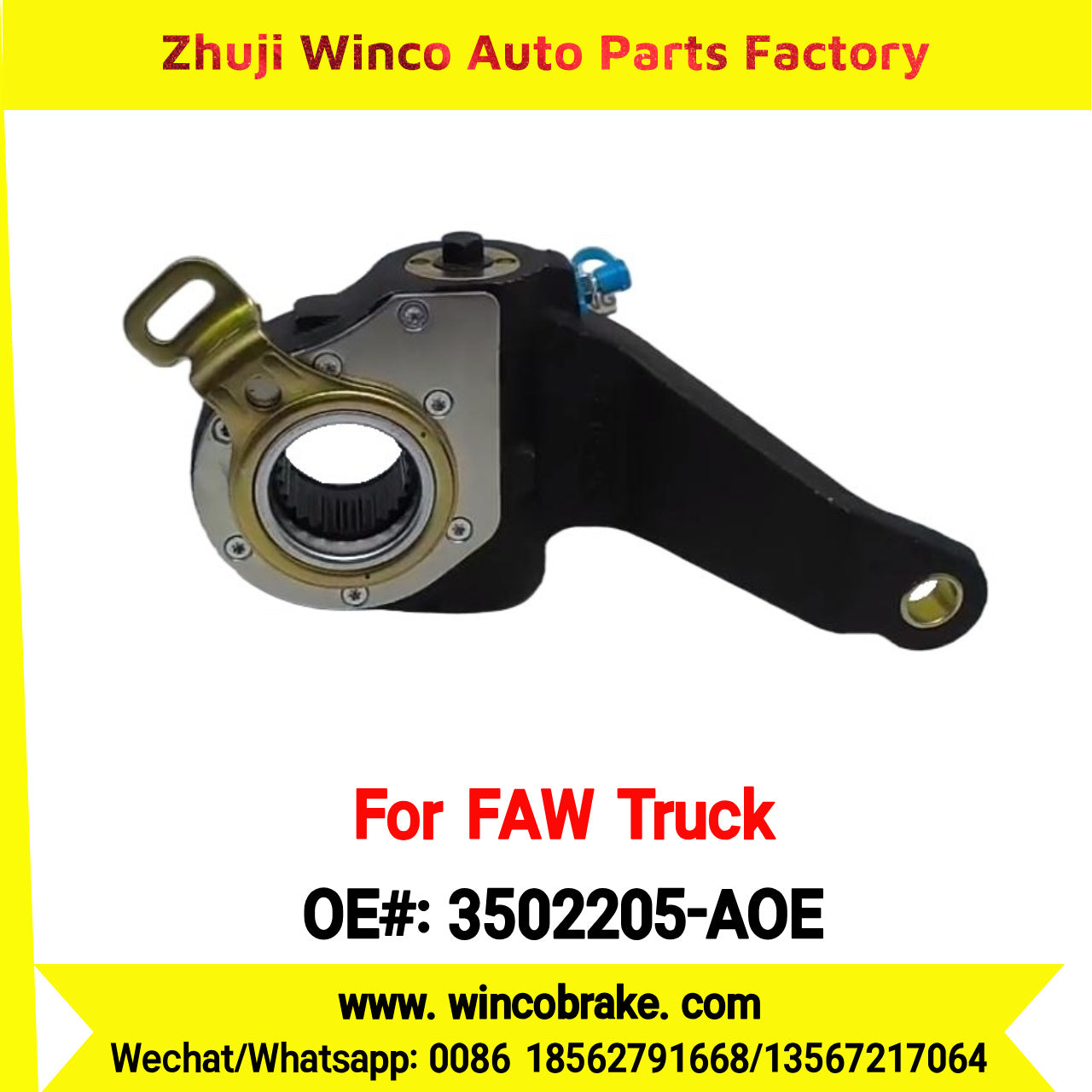 Winco OEM 3502205-AOE Automatic Slack Adjuster for Suit to China FAW J5 J5P J5M J6P JH6 Trucks Brake Systems 25 Teeth