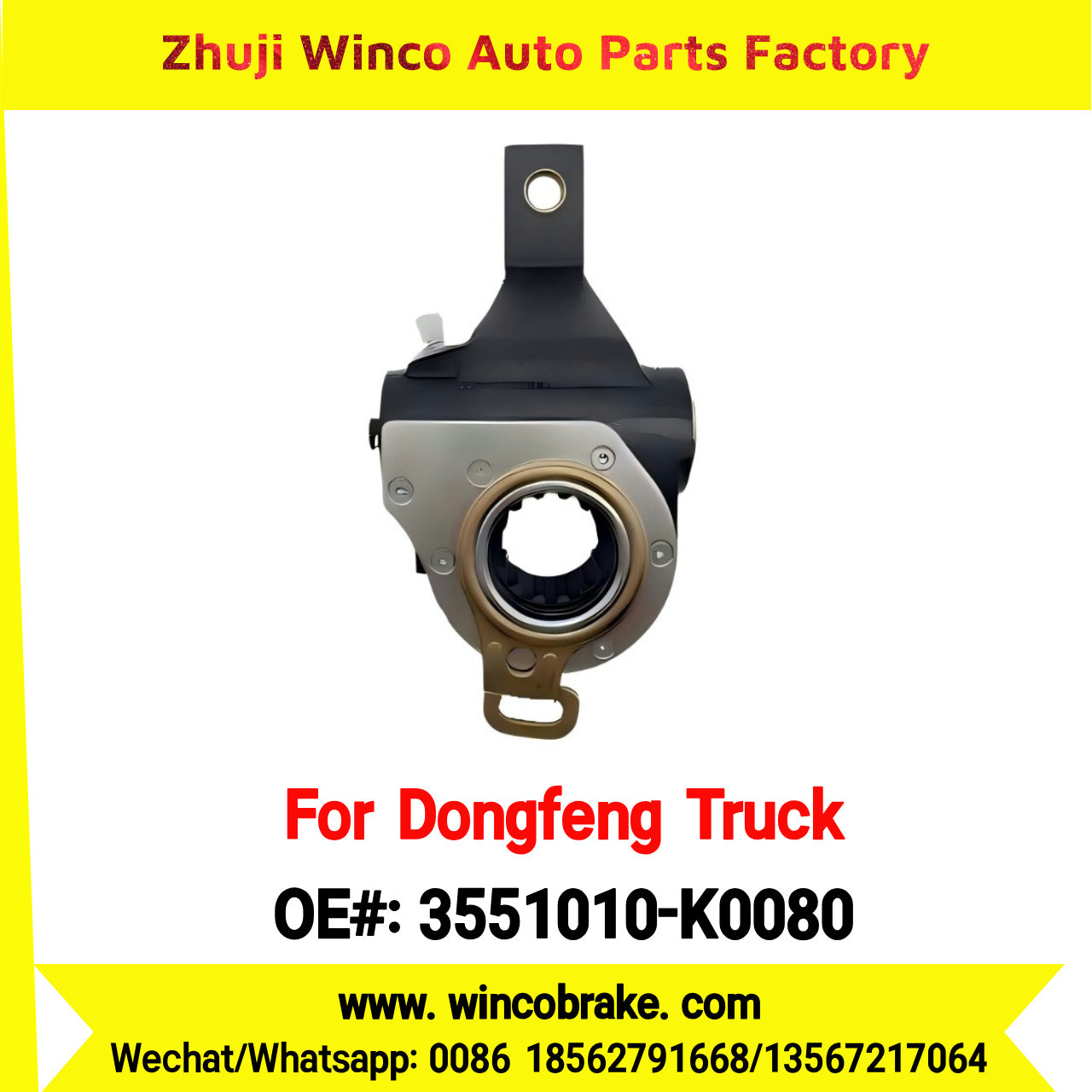 Winco OEM 3551010-K0080 Automatic Slack Adjuster for Suit to China Dongfeng Tianlong/Dalishen Truck Brake Parts