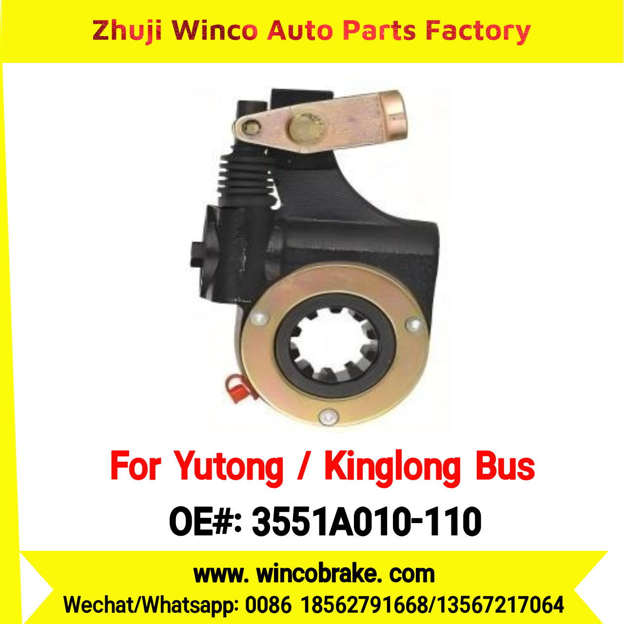 Winco OEM 3551A010-110 Automatic Slack Adjuster for Suit to China Yutong Kinglong Bus Brake Parts RH 10 Teeth