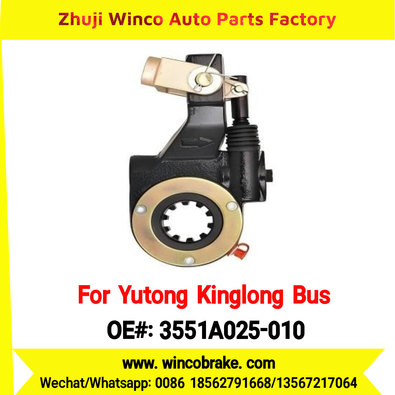 Winco OEM 3551A025-010 Automatic Slack Adjuster for Suit to China Yutong Kinglong Bus Brake Parts LH 10 Teeth