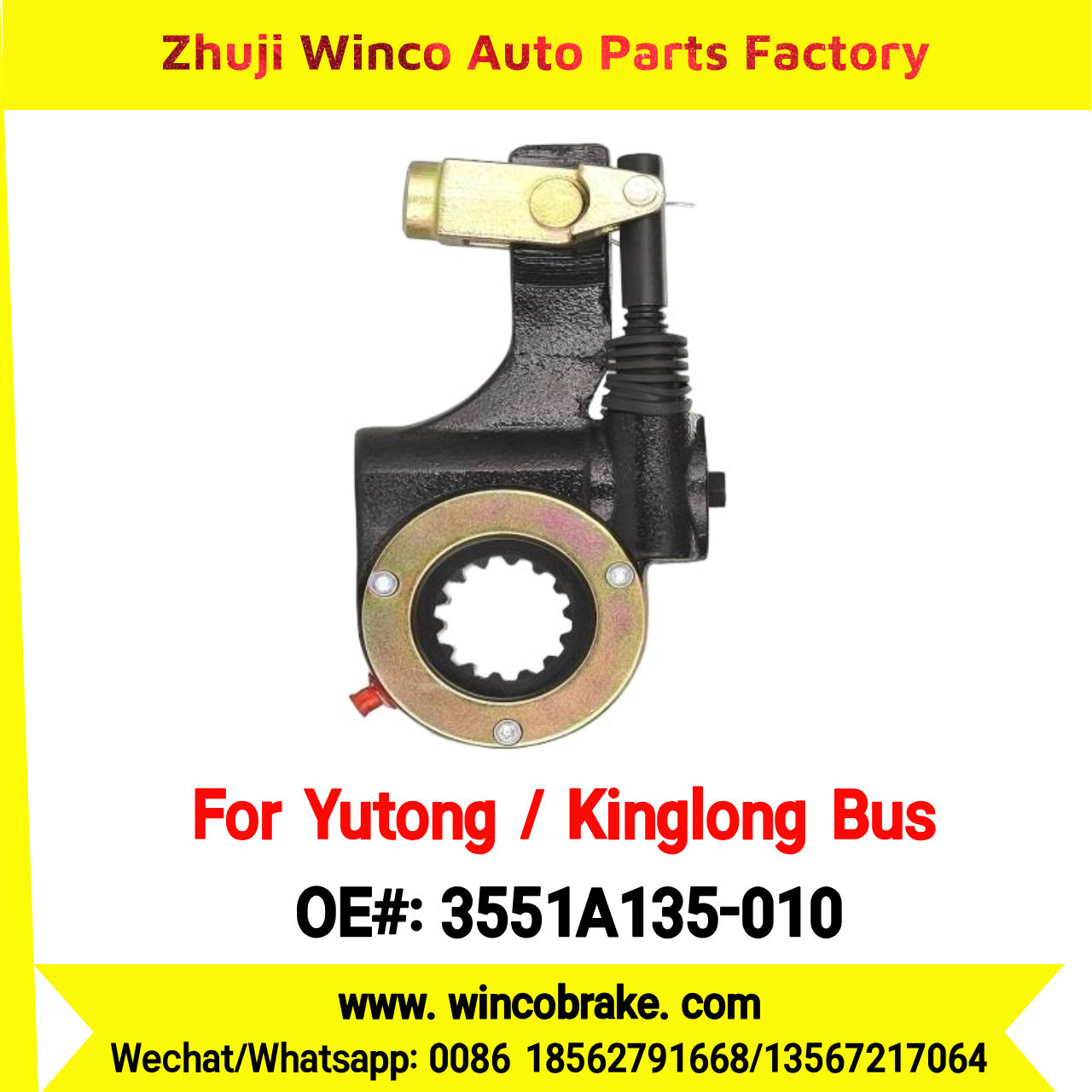 Winco OEM 3551A135-010 Automatic Slack Adjuster for Suit to China Yutong Kinglong Bus Brake Parts LH 14 Teeth