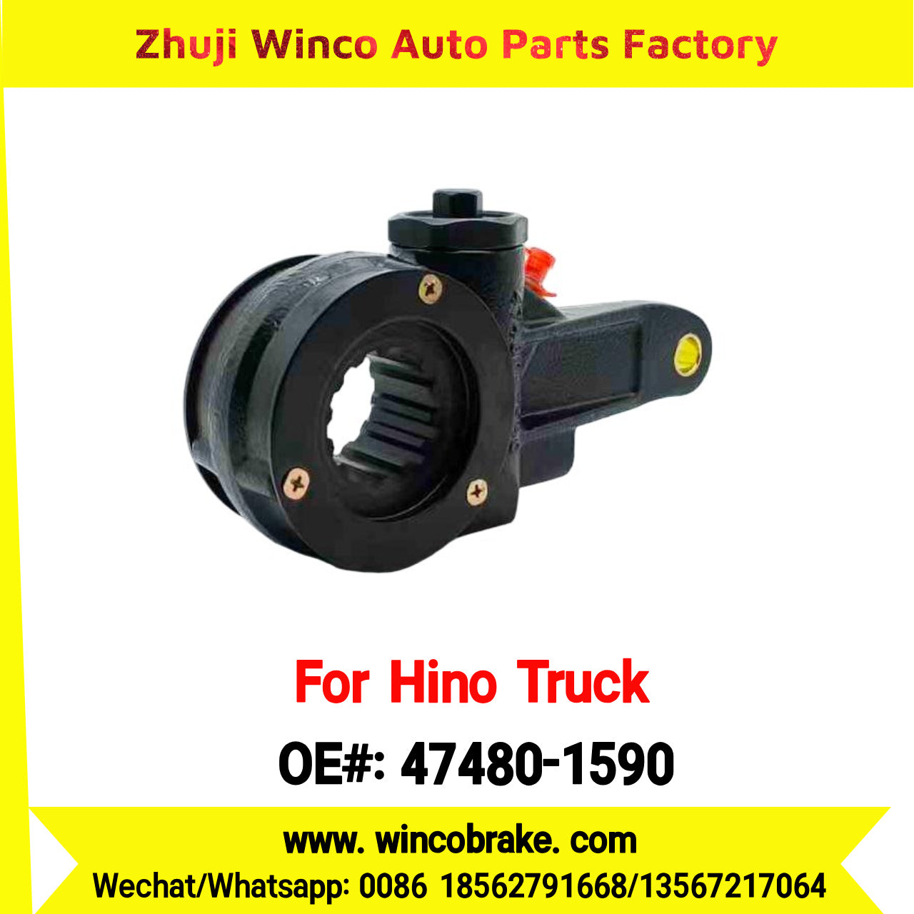 Winco OEM 47480-1590 Manual Slack Adjuster for Suit to Japanese Hino Trucks Straight 14 Teeth Spare Parts to Fit Trailer for Southeast Asia Market