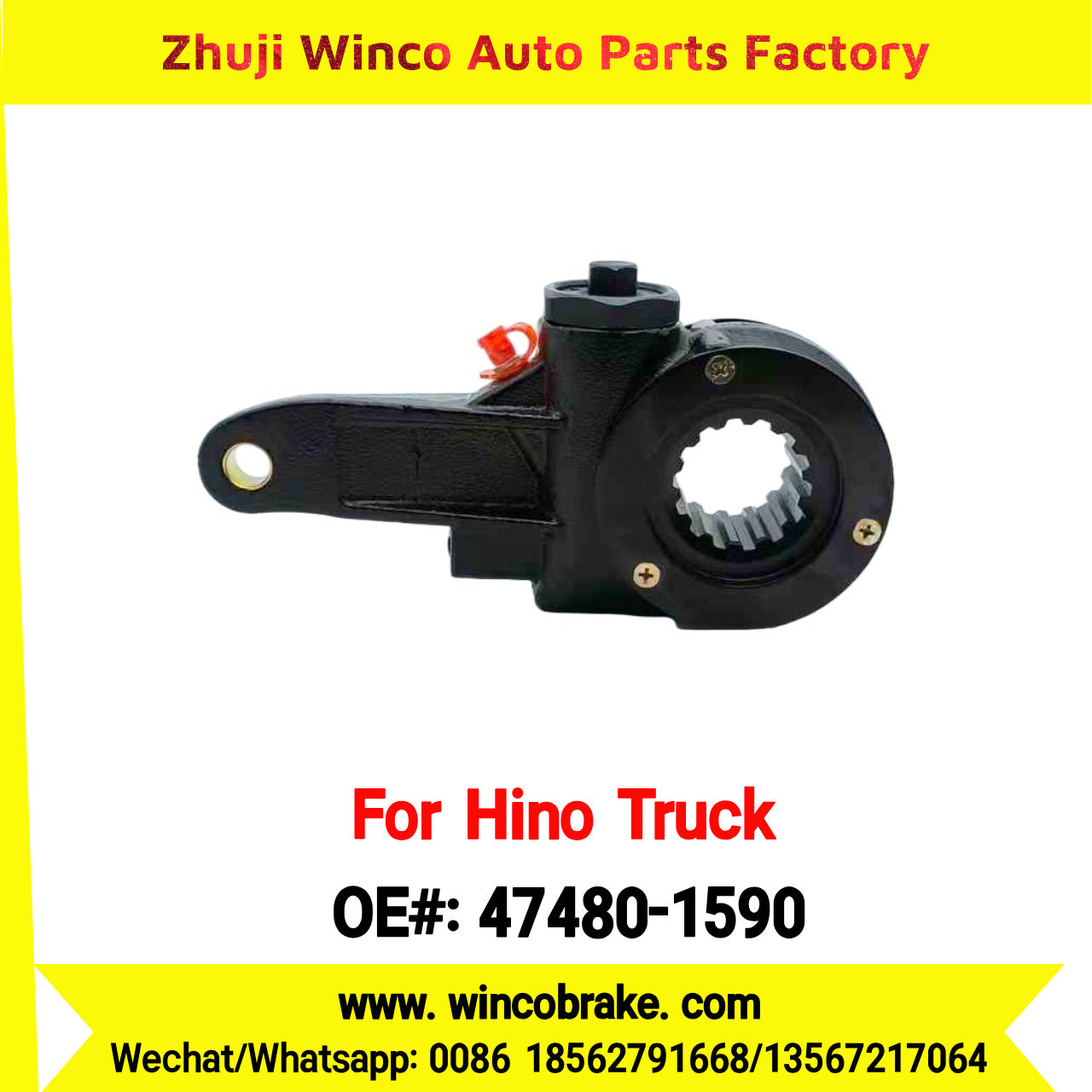 Winco OEM 47480-1590 Manual Slack Adjuster for Suit to Japanese Hino Trucks Straight 14 Teeth Spare Parts to Fit Trailer for Southeast Asia Market