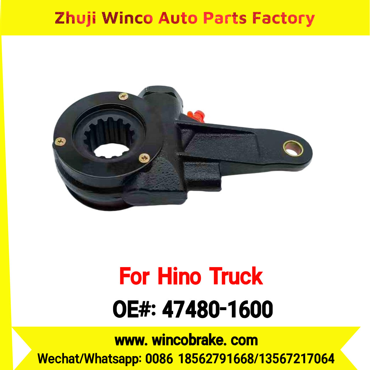 Winco OEM 47480-1600 Manual Slack Adjuster for Suit to Japanese Hino Trucks ZM TRUCKS Straight 14 Teeth Spare Parts to Fit Trailer for Southeast Asia Market