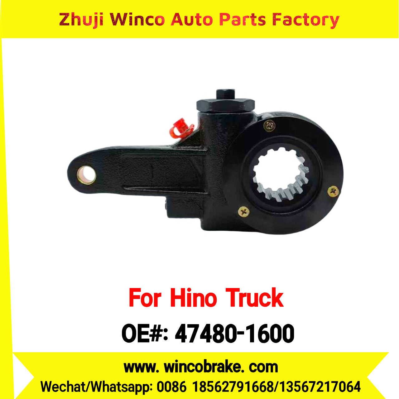 Winco OEM 47480-1600 Manual Slack Adjuster for Suit to Japanese Hino Trucks ZM TRUCKS Straight 14 Teeth Spare Parts to Fit Trailer for Southeast Asia Market