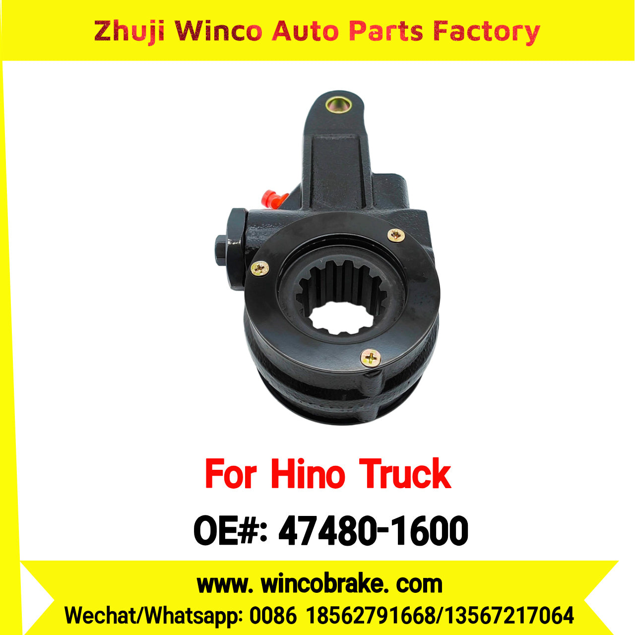Winco OEM 47480-1600 Manual Slack Adjuster for Suit to Japanese Hino Trucks ZM TRUCKS Straight 14 Teeth Spare Parts to Fit Trailer for Southeast Asia Market