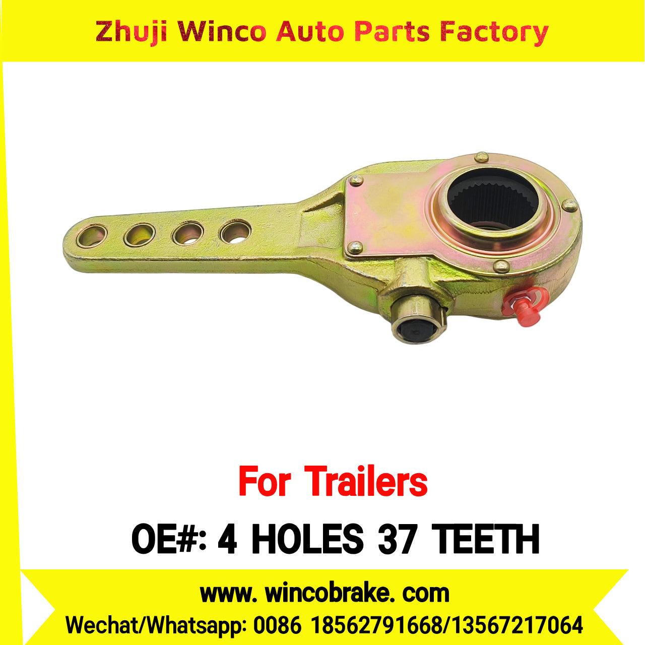 Winco OEM 4 HOLES 37 TEETH Manual Slack Adjuster for Suit to Trailer Rear Straight 37 teeth