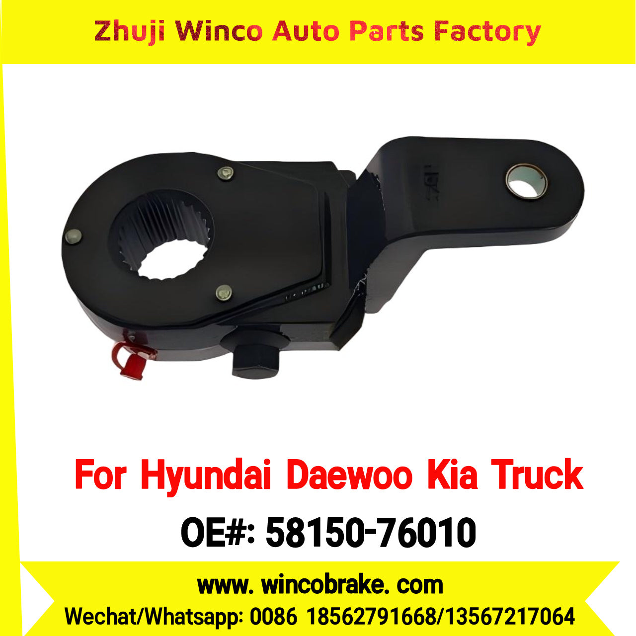 Winco OEM 58150-76010 Manual Slack Adjuster for Suit to Korea Trucks & Trailers Hyundai Daewoo Kia LH 25 Splines to Southeast Asia Market