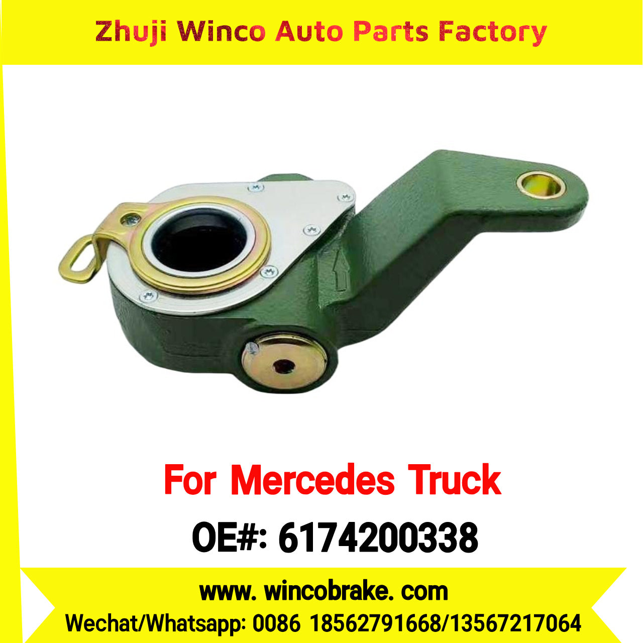 Winco OEM 6174200338 Brake Adjuster for Mercedes Benz Truck Automatic Slack Adjuster Auto Parts Brake Adjusting Arm Haldex Type 1 Hole TO FIT MERCEDES Trucks LH 26 Teeth Replace Haldex 70952