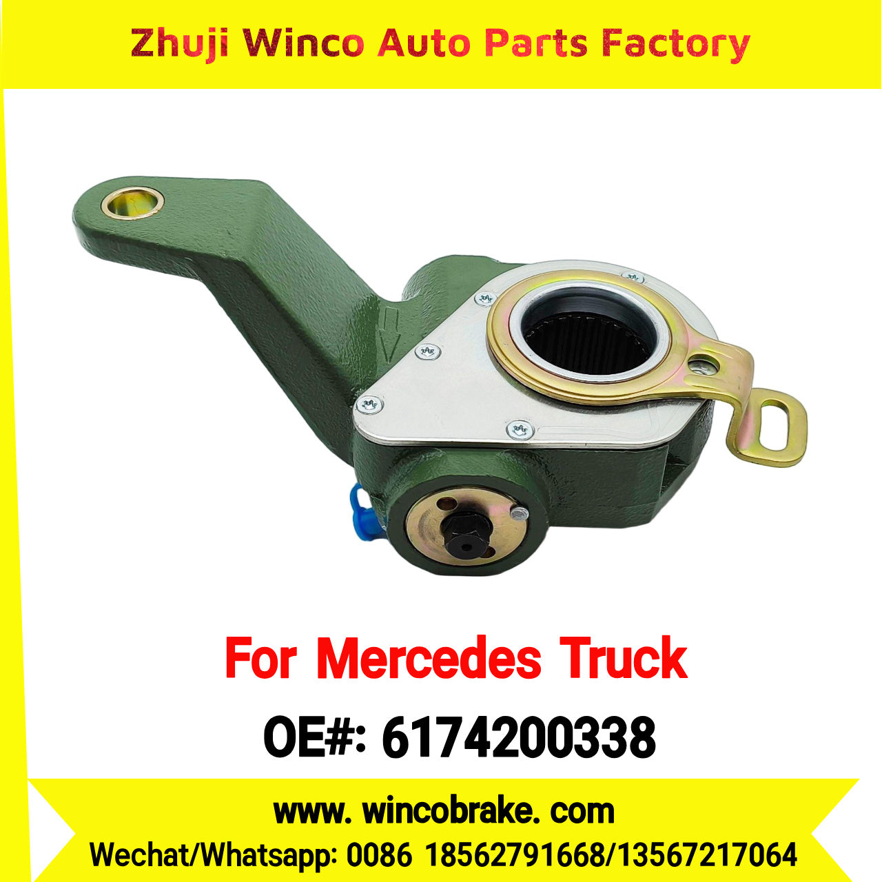 Winco OEM 6174200338 Brake Adjuster for Mercedes Benz Truck Automatic Slack Adjuster Auto Parts Brake Adjusting Arm Haldex Type 1 Hole TO FIT MERCEDES Trucks LH 26 Teeth Replace Haldex 70952