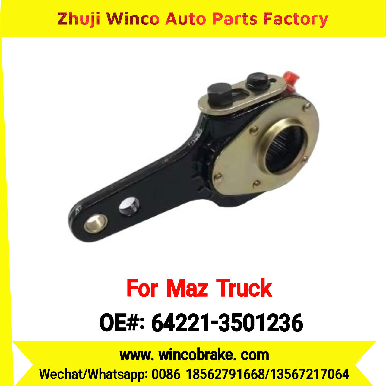Winco OEM 64221-3501236 Manual Slack Adjuster for MAZ Trucks Replaces Russian Heavy Duty Straight 10 Teeth Big