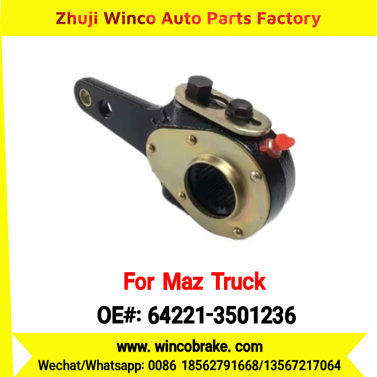 Winco OEM 64221-3501236 Manual Slack Adjuster for MAZ Trucks Replaces Russian Heavy Duty Straight 10 Teeth Big