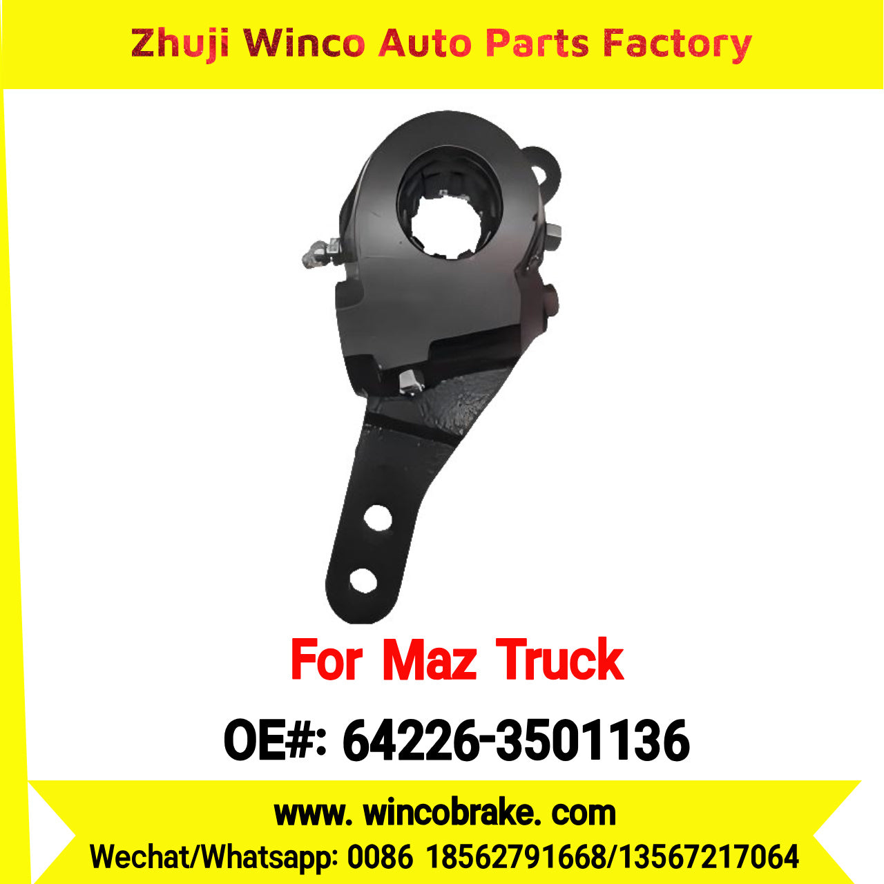 Winco OEM 64226-3501136 Automatic Slack Adjuster for Straight 10 Teeth MAZ Truck Russian Heavy Duty