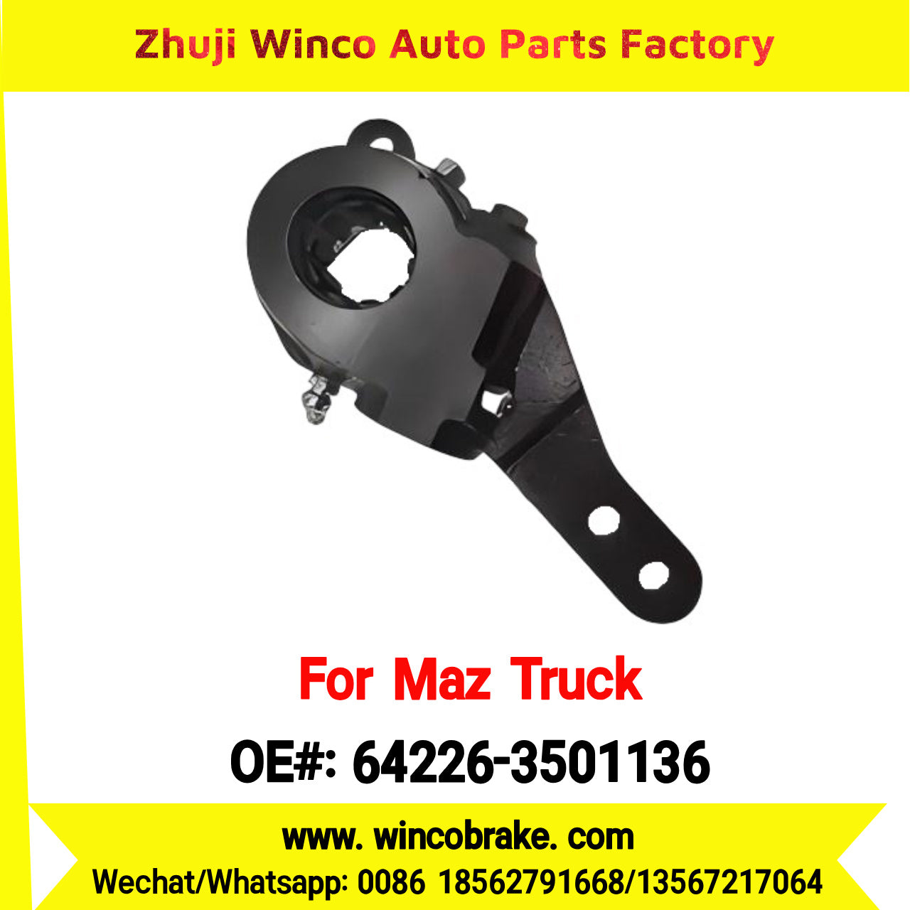 Winco OEM 64226-3501136 Automatic Slack Adjuster for Straight 10 Teeth MAZ Truck Russian Heavy Duty