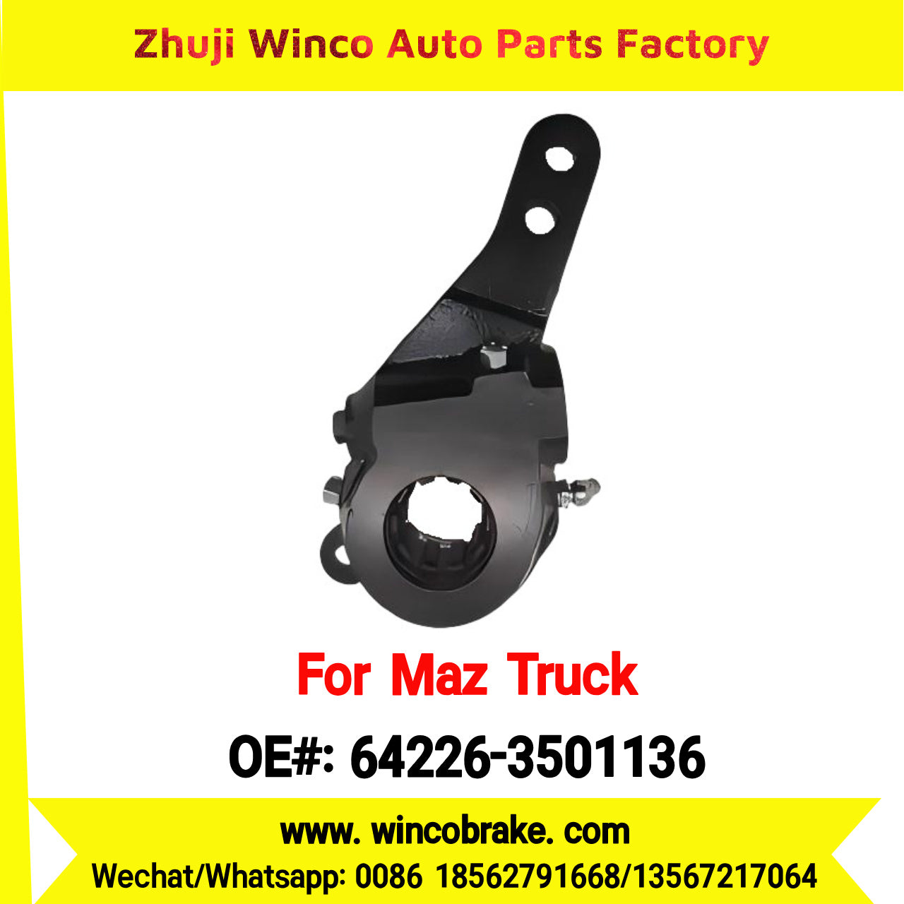 Winco OEM 64226-3501136 Automatic Slack Adjuster for Straight 10 Teeth MAZ Truck Russian Heavy Duty