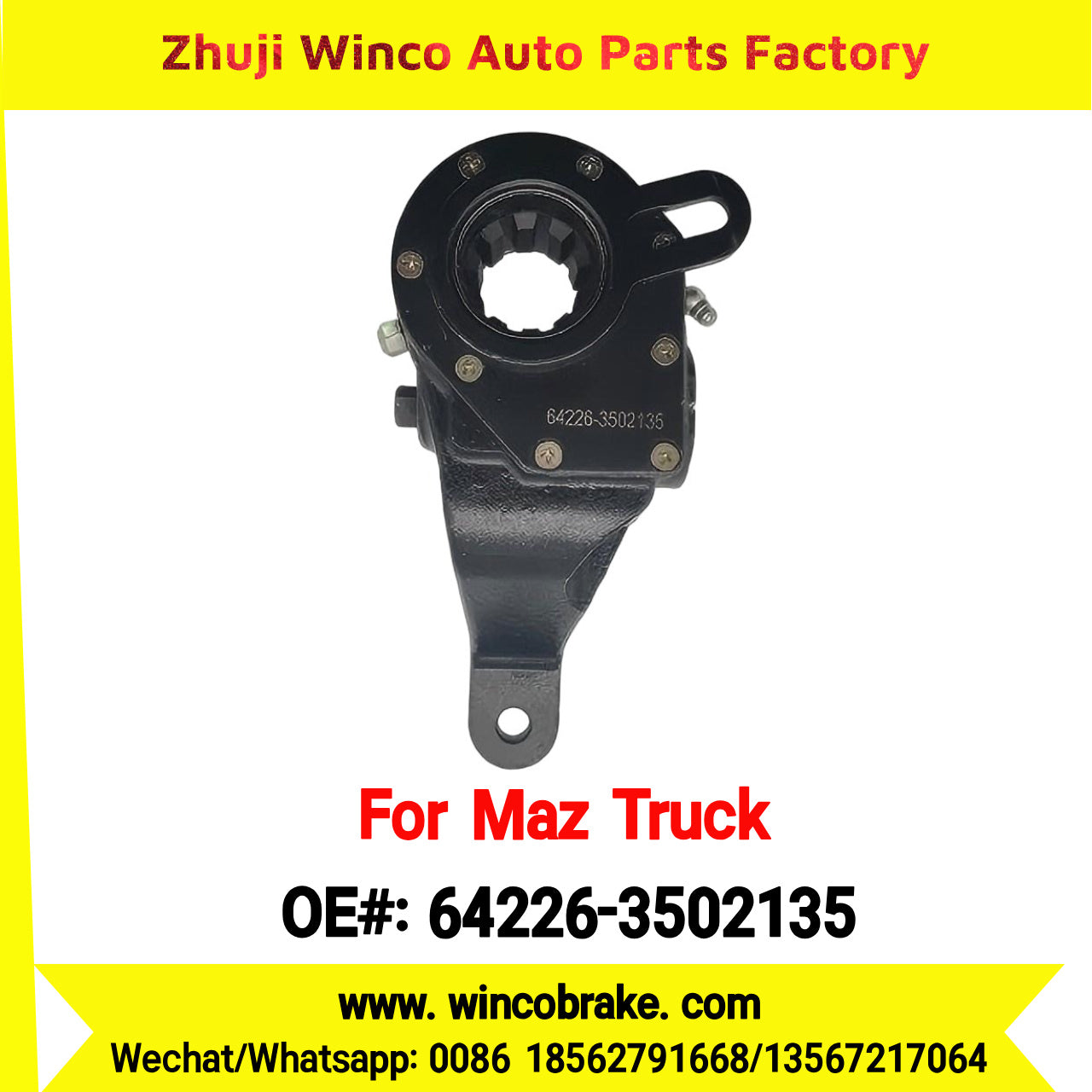 Winco OEM 64226-3502135 Automatic Slack Adjuster for RH 10 Teeth MAZ Truck Russian Heavy Duty