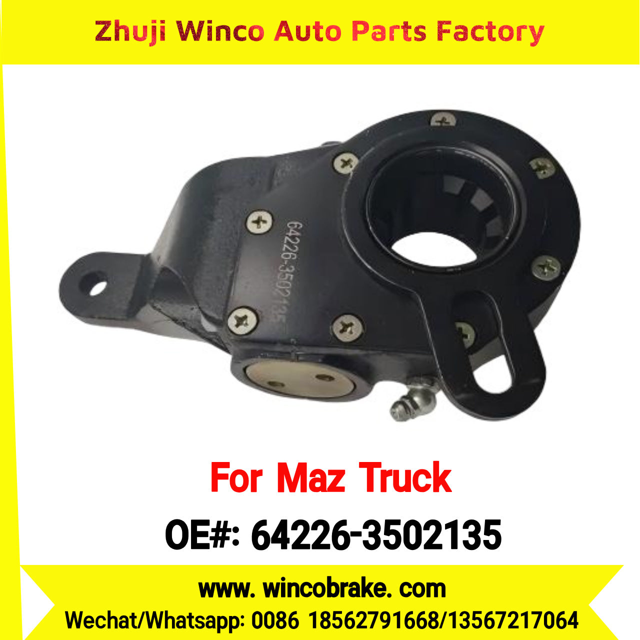 Winco OEM 64226-3502135 Automatic Slack Adjuster for RH 10 Teeth MAZ Truck Russian Heavy Duty