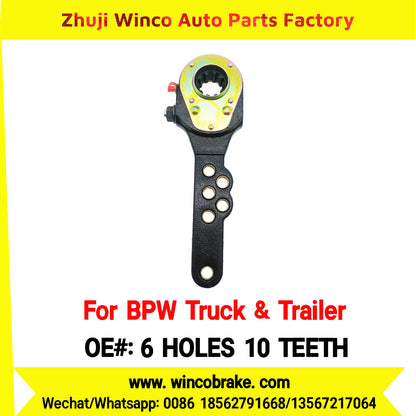 Winco OEM 6 HOLES 10 TEETH Manual Brake Slack Adjuster for BPW Truck TRAILERS BPW AXLE Replace Haldex Straight 6 Holes 10 Teeth