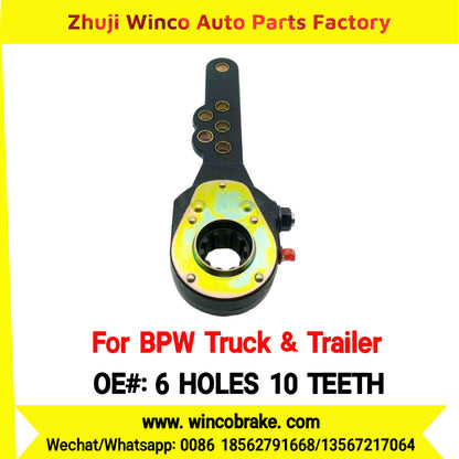 Winco OEM 6 HOLES 10 TEETH Manual Brake Slack Adjuster for BPW Truck TRAILERS BPW AXLE Replace Haldex Straight 6 Holes 10 Teeth