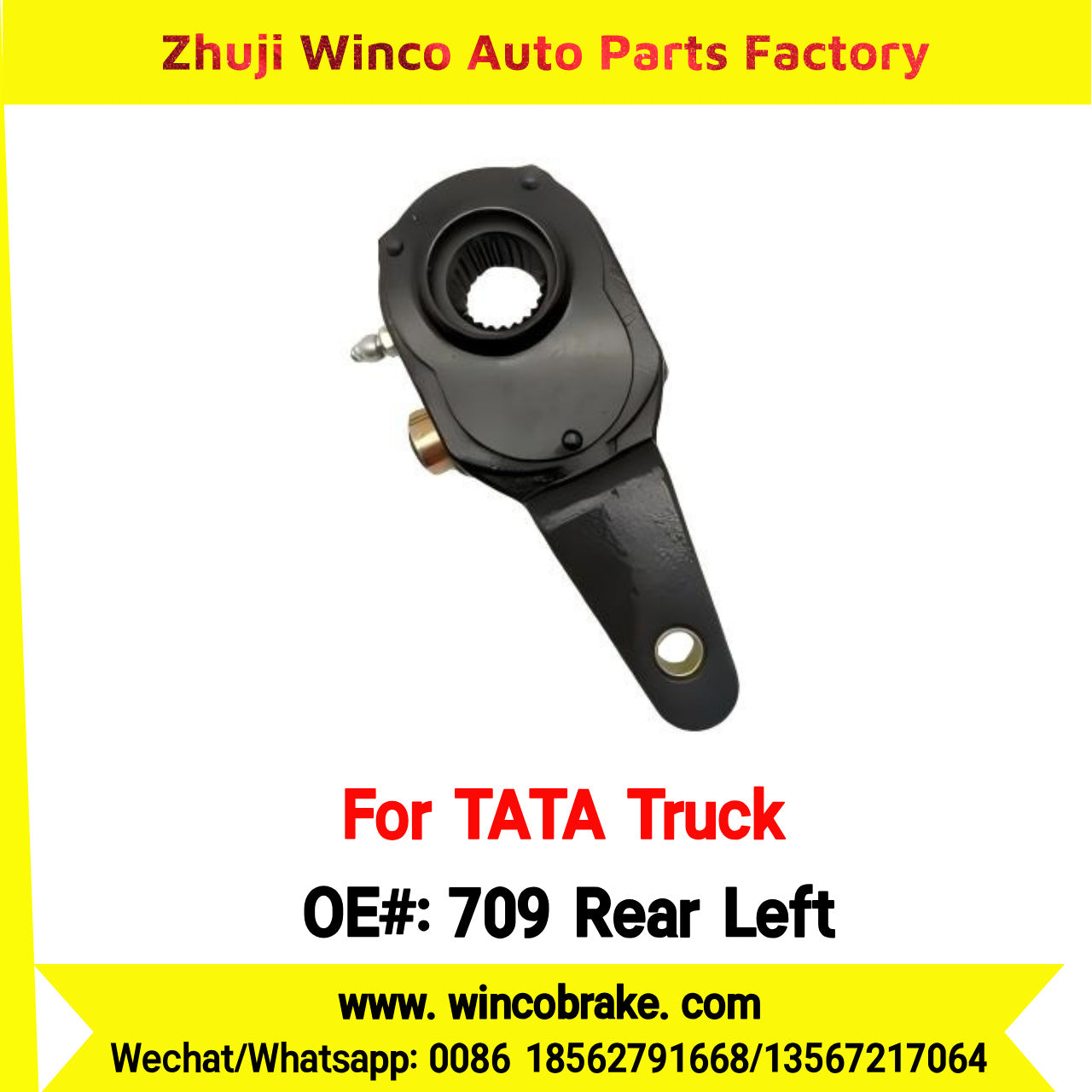 Winco OEM 709 Rear Left Manual Slack Adjuster for India Series TATA Trucks Parts TATA MOTORS Left 1 Hole Small 24 TEETH New Condition Brake Assembly