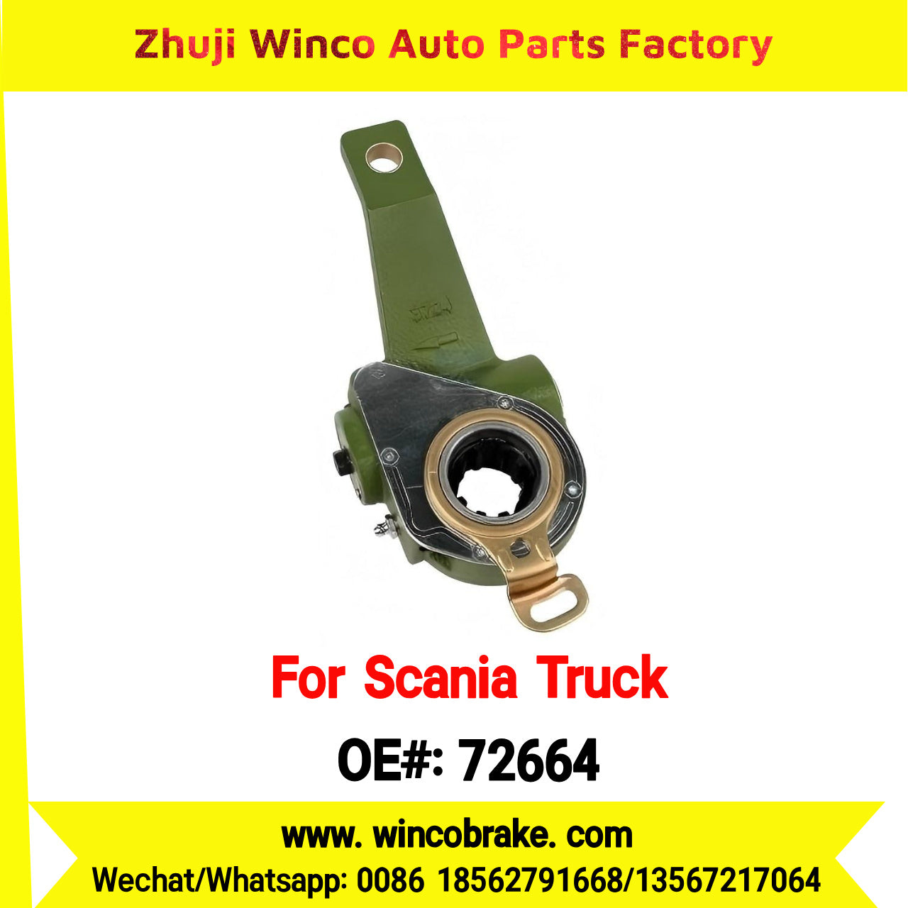 Winco OEM 72664 Automatic Slack Adjuster TO FIT Scania TRUCK & BUS Replaces OEM 1112830 RH 10 Teeth Haldex 72664