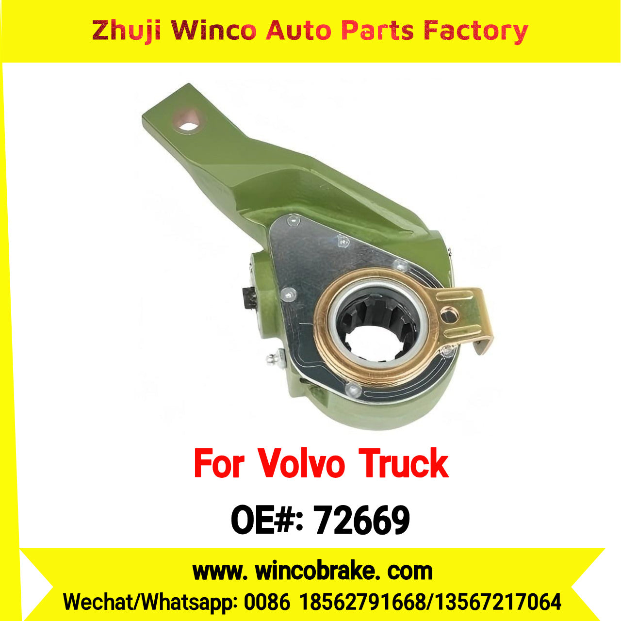Winco OEM 72669 Automatic Slack Adjuster TO FIT Volvo Truck Replaces OEM 1586191 RH 10 Teeth Haldex 72669