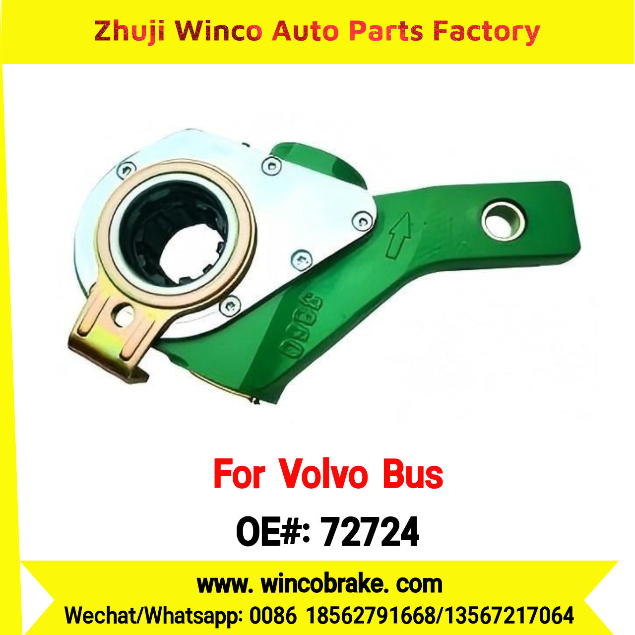 Winco OEM 72724 Automatic Slack Adjuster TO FIT Volvo Bus Replaces OEM 1136433 RH 10 Teeth Haldex 72724