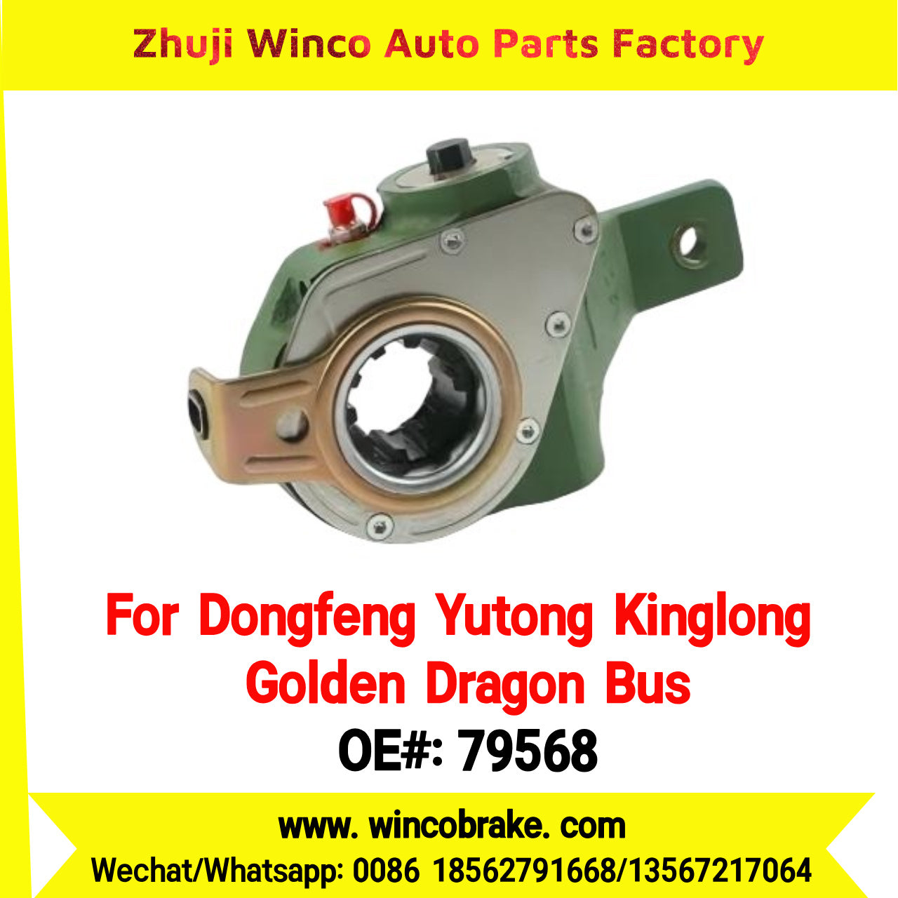 Winco OEM 79568 Automatic Slack Adjuster for Suit to China Dongfeng 140 Front Yutong, Kinglong, Golden Dragon Bus Brake Parts RH 10 Teeth
