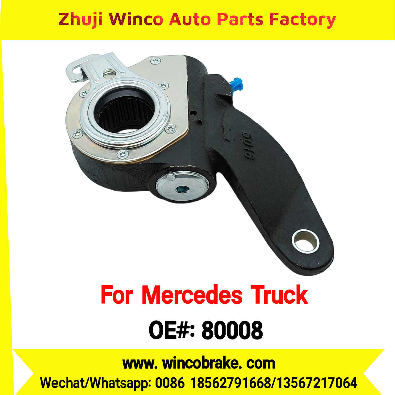 Winco OEM 80008 Brake Adjuster for Mercedes Benz Truck Automatic Slack Adjuster OEM 9454200038 Auto Parts Brake Adjusting Arm Haldex Type 1 Hole TO FIT MERCEDES Trucks LH 26 Teeth Replace Haldex 80008