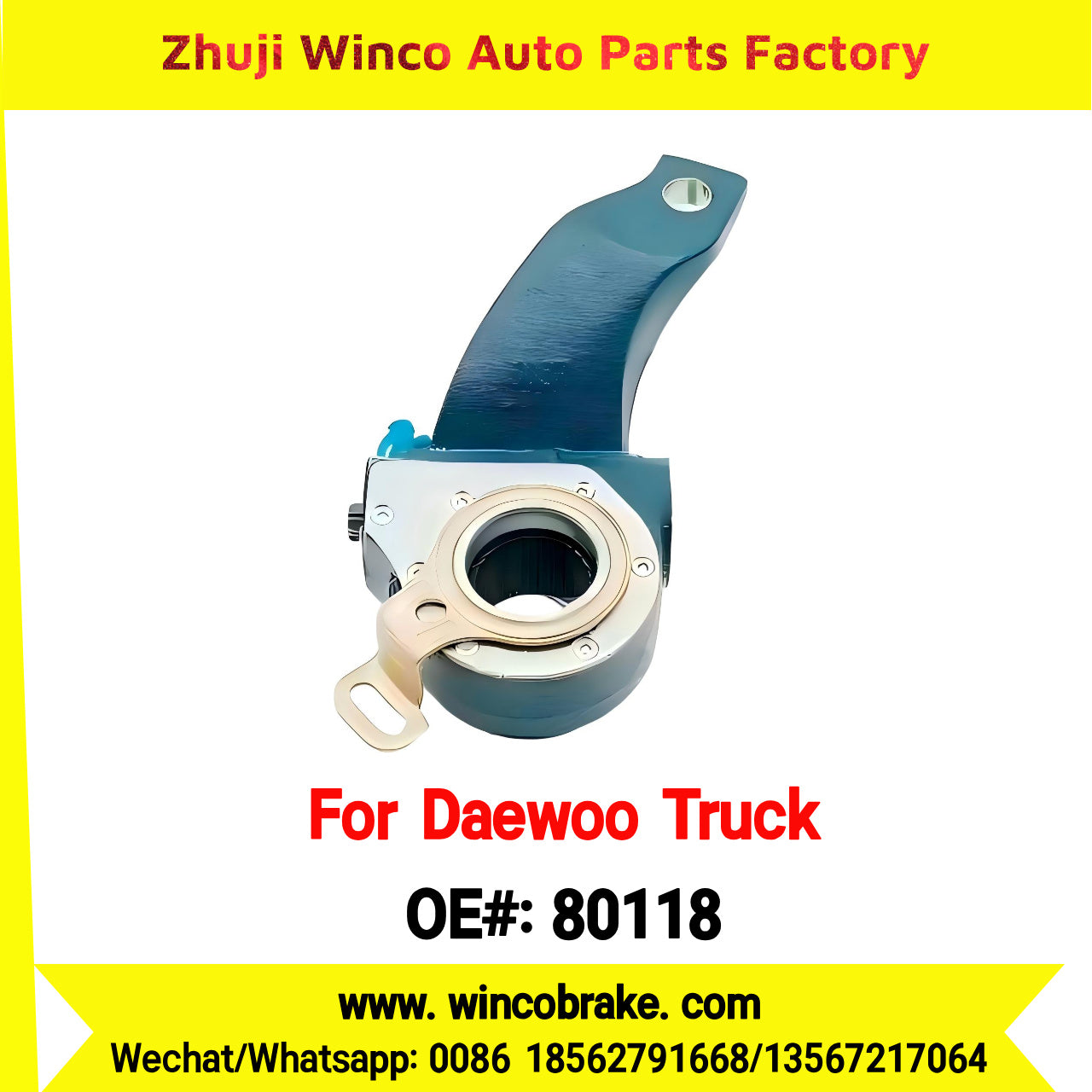 Winco OEM 80118 Replace Haldex 80118 Automatic Slack Adjuster for Korean Daewoo Trucks 25 Teeth to Southeast Asia Market