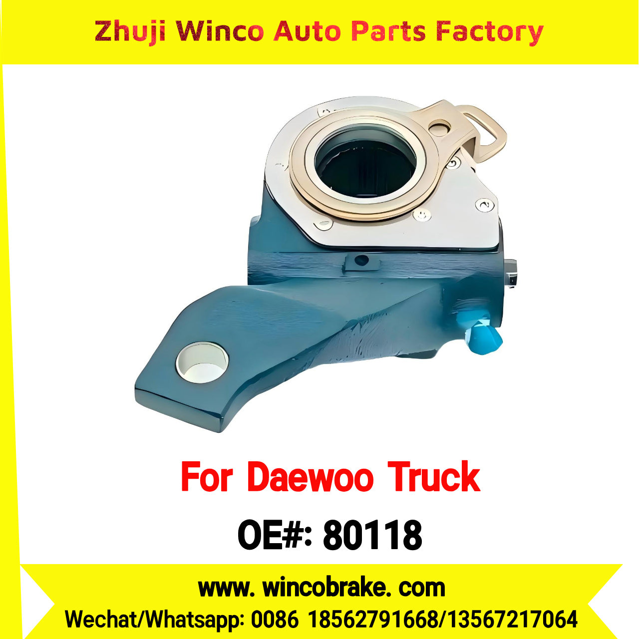 Winco OEM 80118 Replace Haldex 80118 Automatic Slack Adjuster for Korean Daewoo Trucks 25 Teeth to Southeast Asia Market