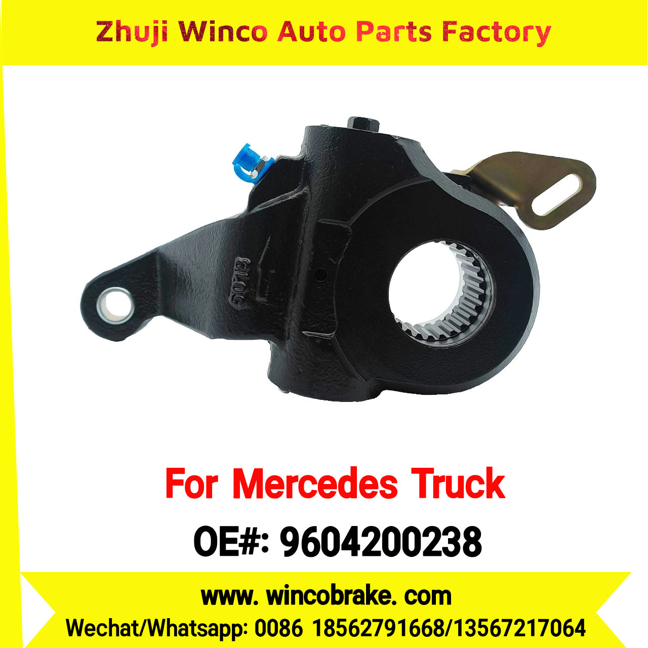Winco OEM 9604200238 Brake Adjuster for Mercedes Benz Truck Automatic Slack Adjuster Auto Parts Brake Adjusting Arm Haldex Type 1 Hole TO FIT MERCEDES Trucks 26 Teeth Replace Haldex 80651