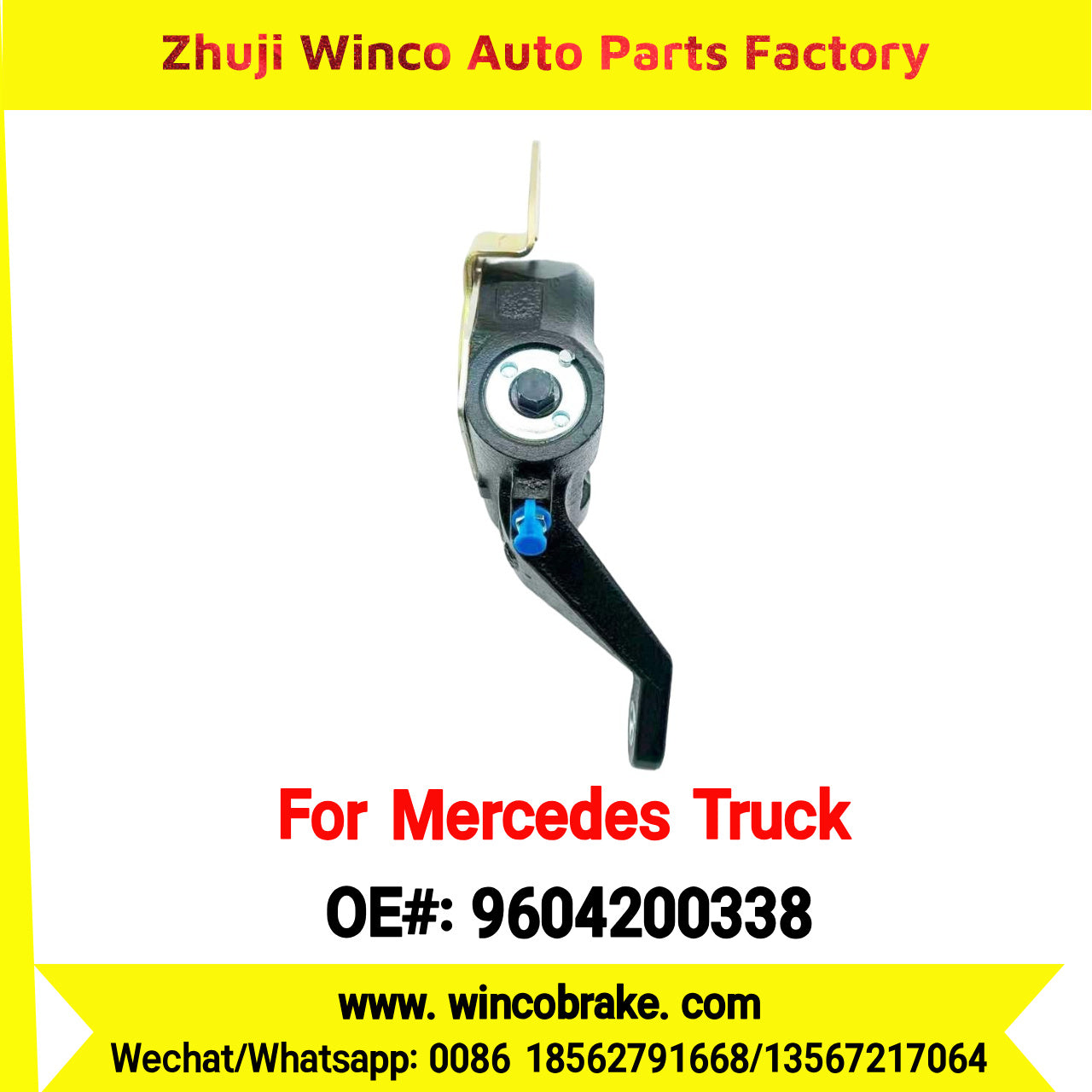 Winco OEM 9604200338 Brake Adjuster for Mercedes Benz Truck Automatic Slack Adjuster Auto Parts Brake Adjusting Arm Haldex Type 1 Hole TO FIT MERCEDES Trucks 26 Teeth Replace Haldex 80651