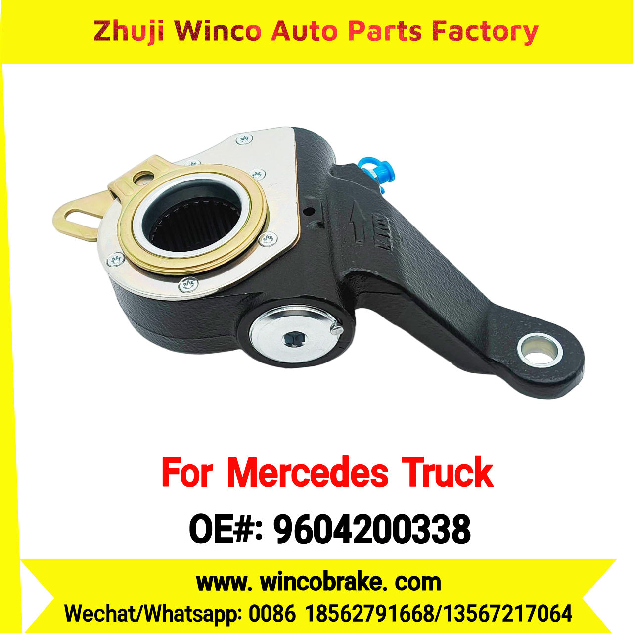 Winco OEM 9604200338 Brake Adjuster for Mercedes Benz Truck Automatic Slack Adjuster Auto Parts Brake Adjusting Arm Haldex Type 1 Hole TO FIT MERCEDES Trucks 26 Teeth Replace Haldex 80651