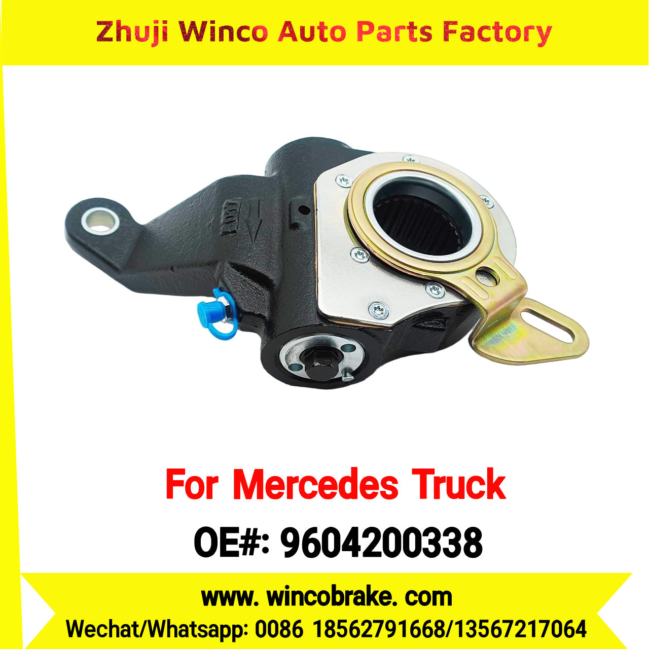 Winco OEM 9604200338 Brake Adjuster for Mercedes Benz Truck Automatic Slack Adjuster Auto Parts Brake Adjusting Arm Haldex Type 1 Hole TO FIT MERCEDES Trucks 26 Teeth Replace Haldex 80651