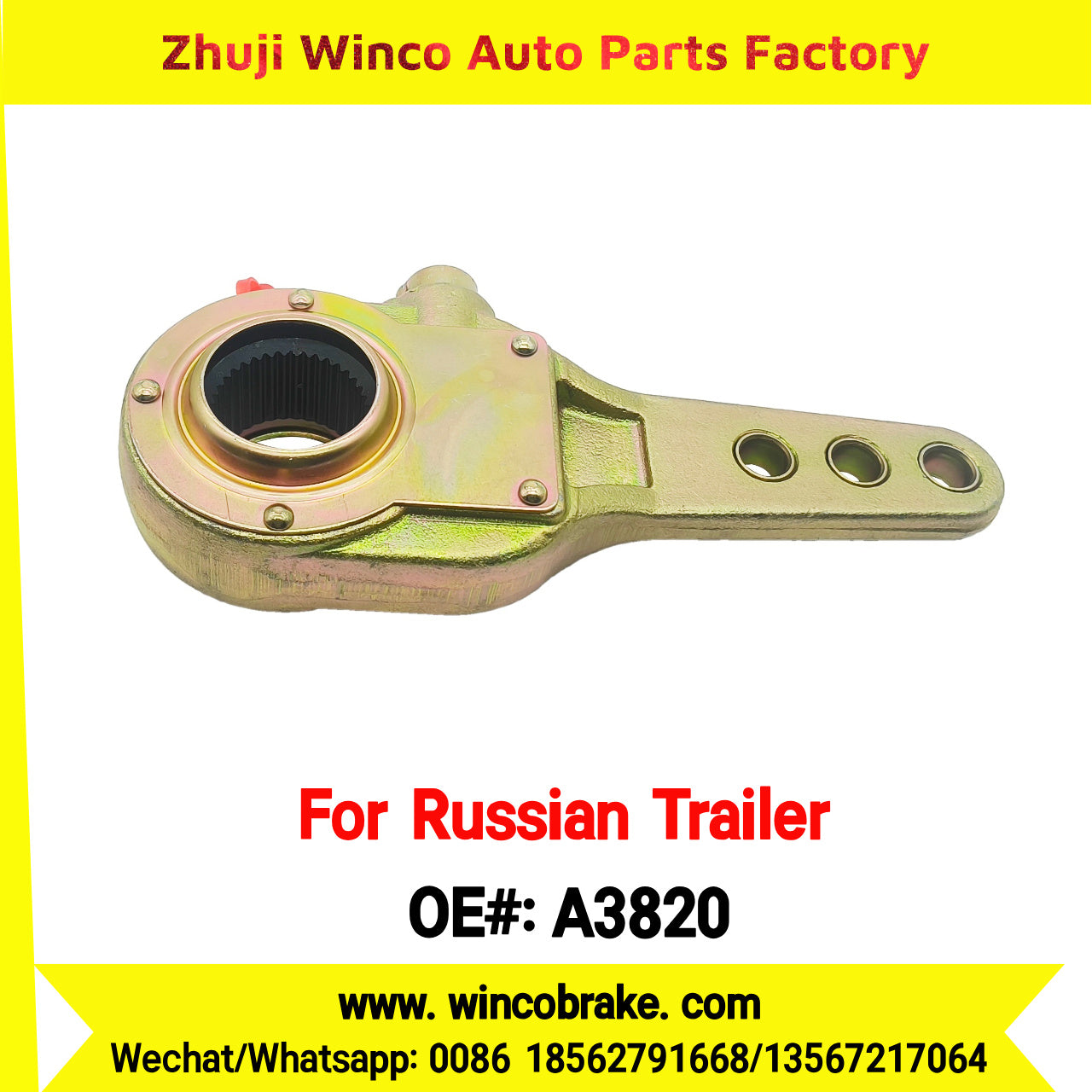 Winco OEM A3820 Manual Slack Adjuster for Russian Trailer L1 AXLE Russian Heavy Duty 37 Teeth