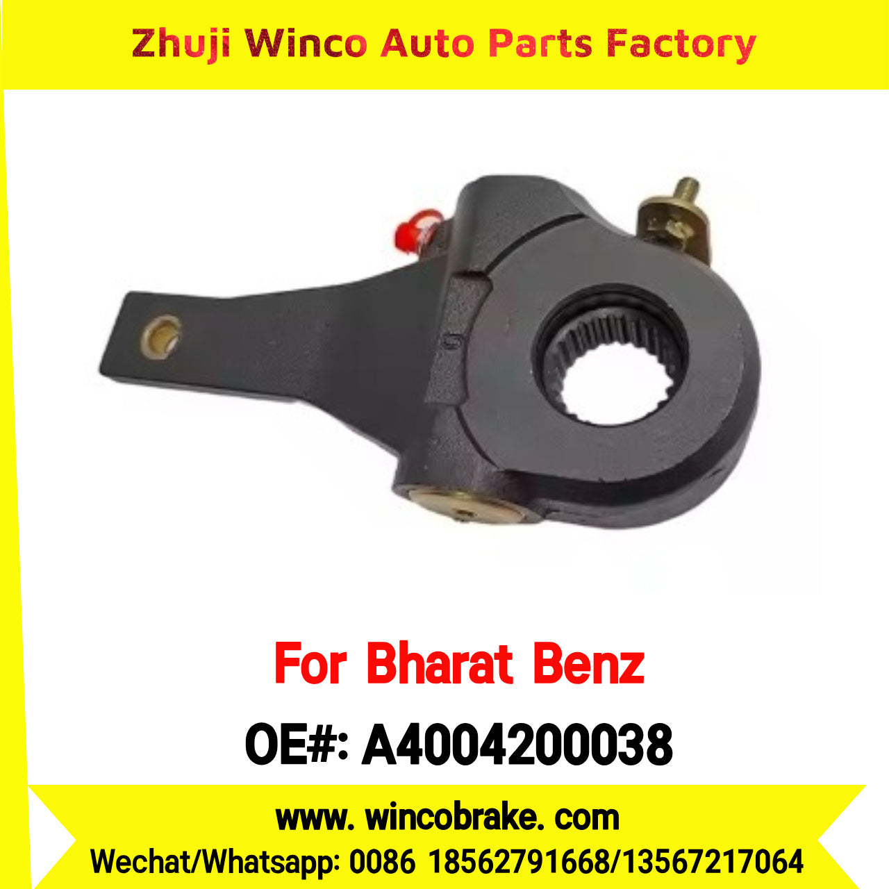 Winco OEM A4004200038 Automatic Slack Adjuster for BharatBenz S2950 Truck for India's 24-Tooth Brake Systems Export Product