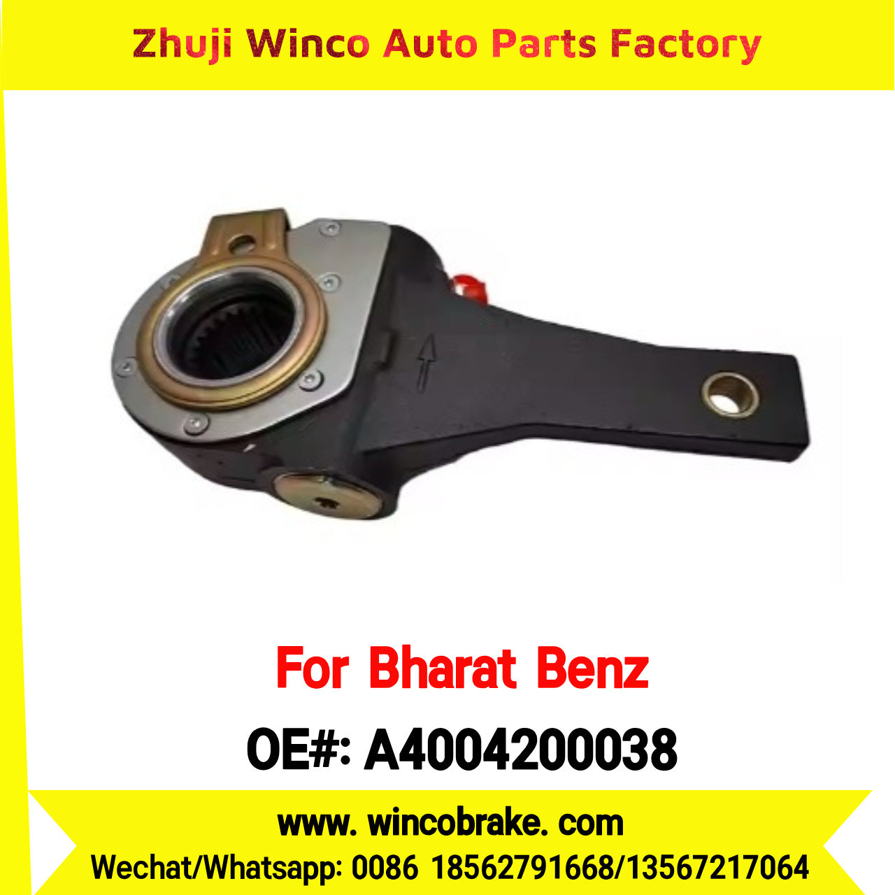 Winco OEM A4004200038 Automatic Slack Adjuster for BharatBenz S2950 Truck for India's 24-Tooth Brake Systems Export Product