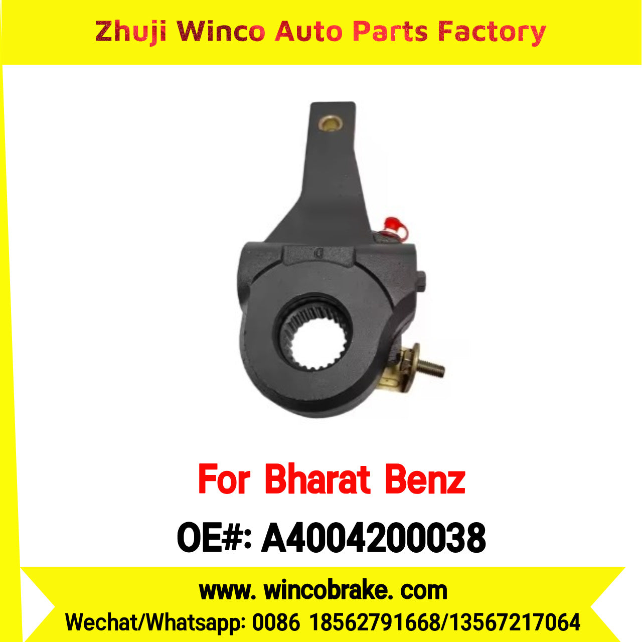 Winco OEM A4004200038 Automatic Slack Adjuster for BharatBenz S2950 Truck for India's 24-Tooth Brake Systems Export Product
