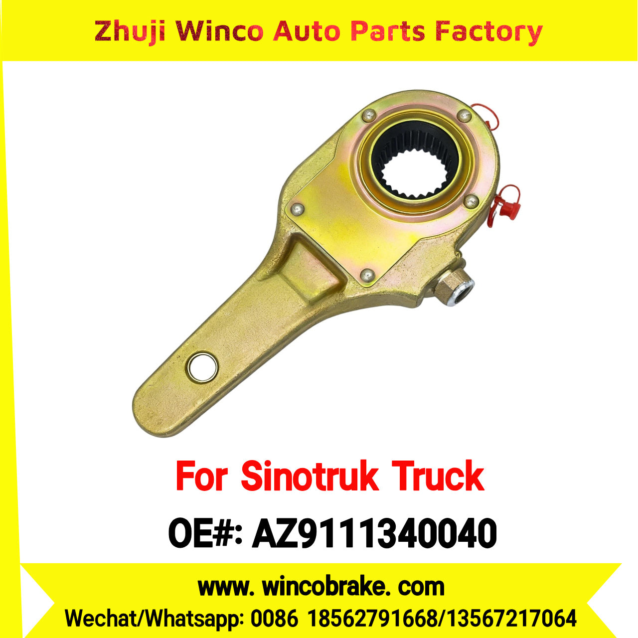 Winco OEM AZ9111340040 Manual Slack Adjuster for Suit to China Sinotruk Truck Howo Styer Front Straight 19 Teeth SPARE PARTS