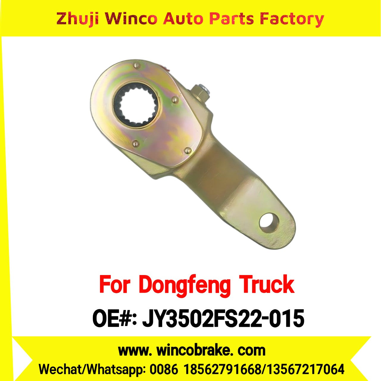 Winco OEM JY3502FS22-015 Manual Slack Adjuster for Suit to China Dongfeng Truck Chenglong H7 Brake Parts Front Right 19 Teeth