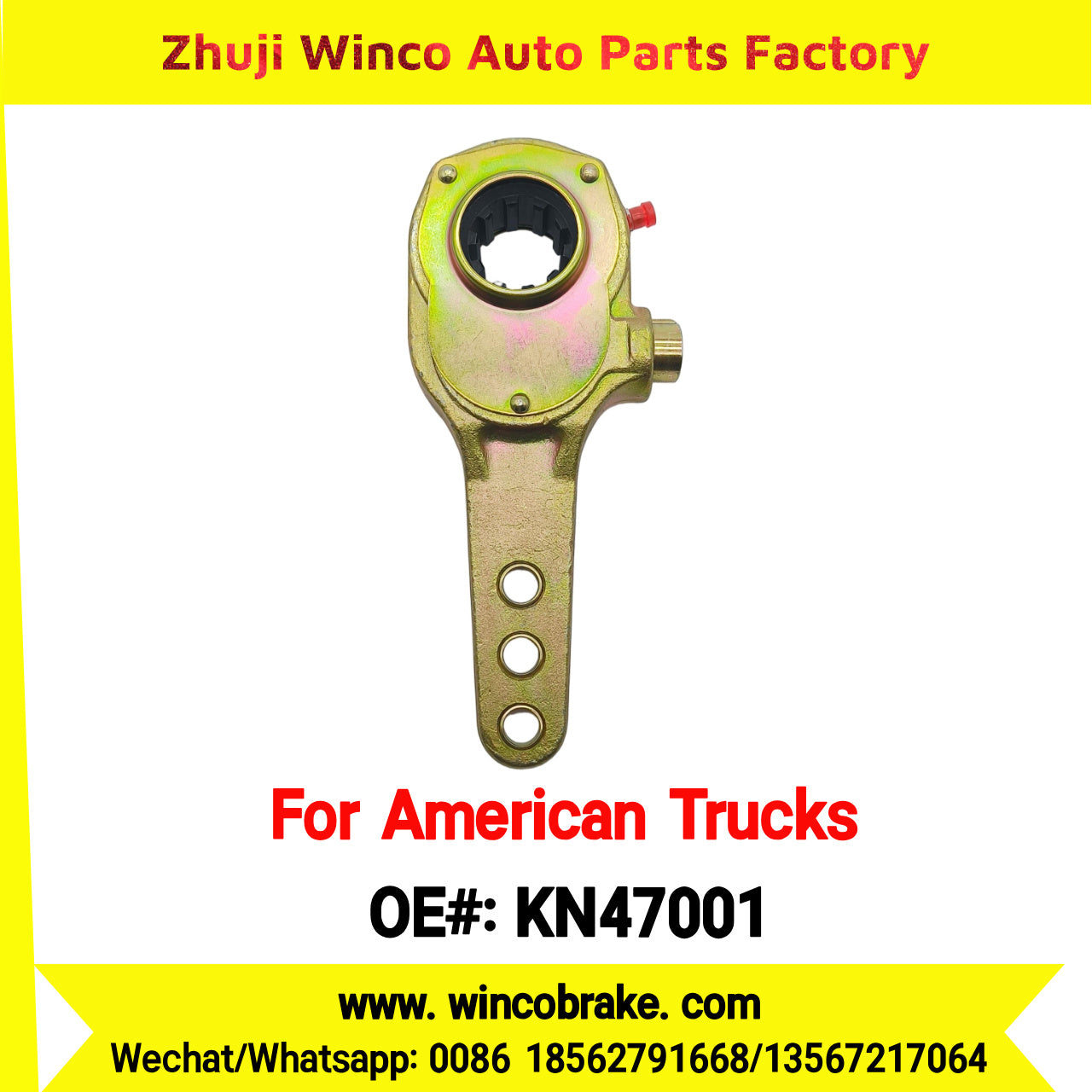 Winco OEM KN47001 Manual Brake Slack Adjuster Semi Truck Trailer Straight 10 Spline Brake Systems Accessory American Trucks Type To Replace Haldex KN47001