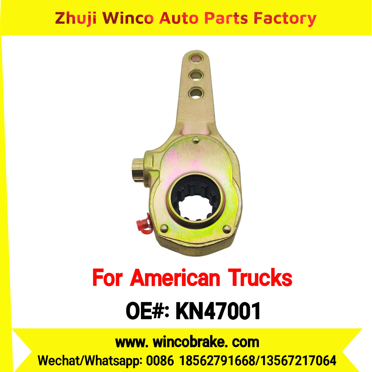 Winco OEM KN47001 Manual Brake Slack Adjuster Semi Truck Trailer Straight 10 Spline Brake Systems Accessory American Trucks Type To Replace Haldex KN47001