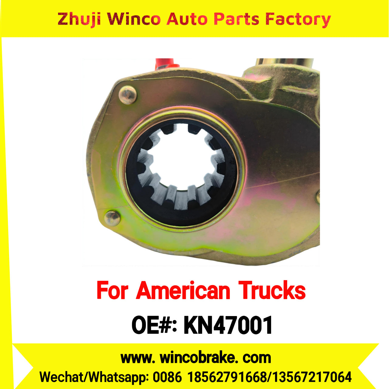 Winco OEM KN47001 Manual Brake Slack Adjuster Semi Truck Trailer Straight 10 Spline Brake Systems Accessory American Trucks Type To Replace Haldex KN47001