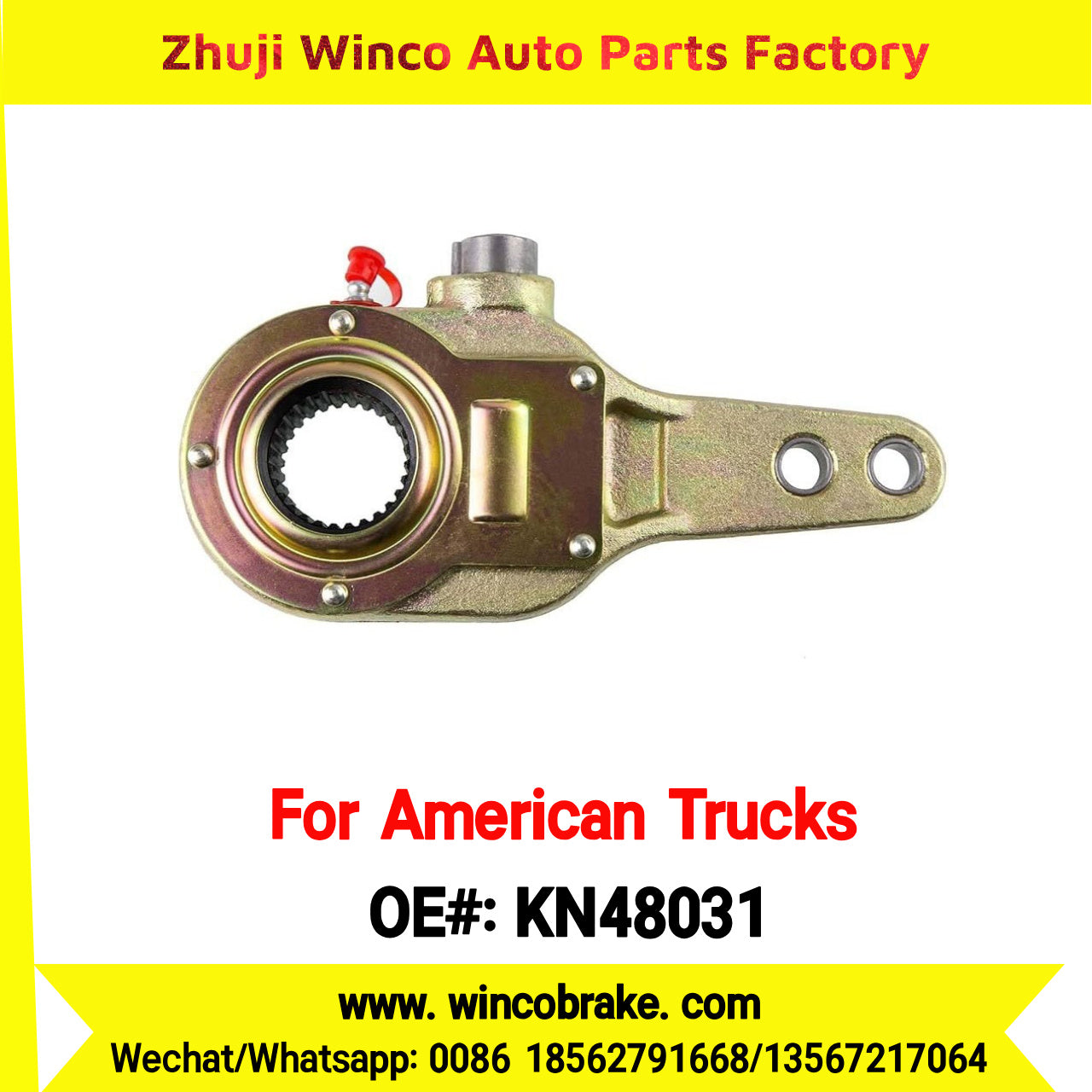 Winco OEM KN48031 Manual Brake Slack Adjuster MERITOR AXLE Truck Trailer Straight 2 Holes 10 Spline Brake Systems Accessory American Trucks Type To Replace Haldex KN48031