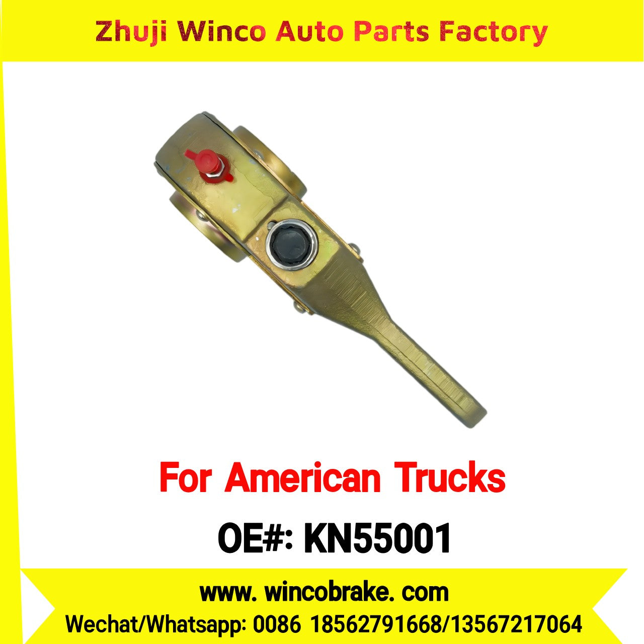 Winco OEM KN55001 Manual Brake Slack Adjuster MERITOR AXLE Truck Trailer Straight 1 Holes 24 Spline Brake Systems Accessory American Trucks Type To Replace Haldex KN55001