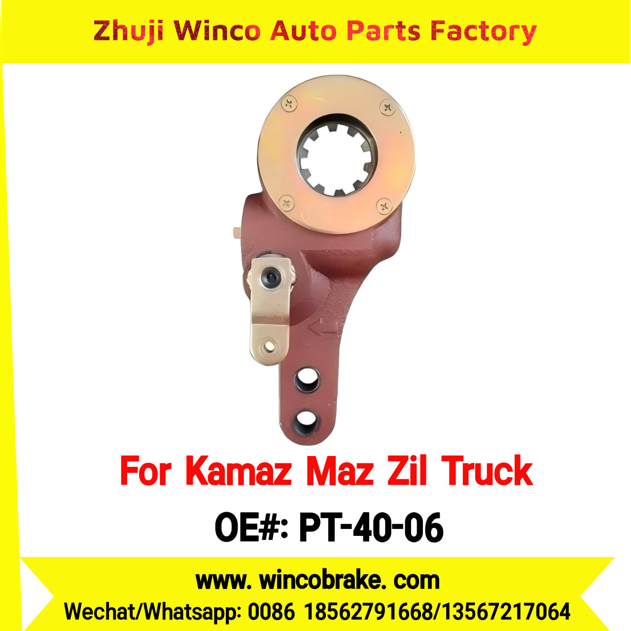 Winco OEM PT-40-06 Automatic Slack Adjuster for LH 10 Teeth Kamaz Maz Zil Truck Russian Heavy Duty