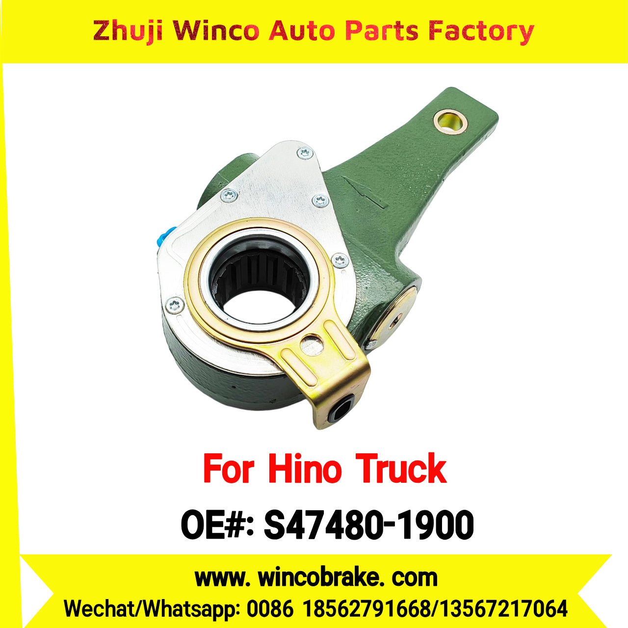 Winco OEM S47480-1900 Automatic Slack Adjuster Suit to Japanese HINO Truck 1 Hole 14 Teeth Spare Parts To Replace Haldex Slack Adjuster Hino 700