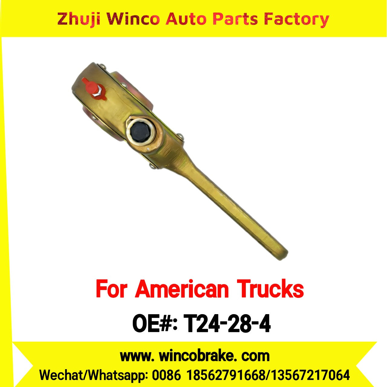 Winco OEM T24-28-4 Manual Brake Slack Adjuster MERITOR AXLE Truck Trailer Straight 4 Holes 28 Spline Brake Systems Accessory American Trucks Type To Replace Haldex